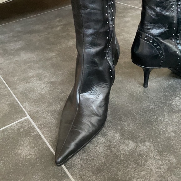 Michael Kors Studded Black Leather Tall Boot Size 7.5 - Picture 3 of 9